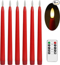 Red Flameless Taper Candles with Remote Control - 11 Inch LED Candlesticks Battery Operated, Realistic 3D Flame with Wick, Timer, Christmas Decor - Set of 6