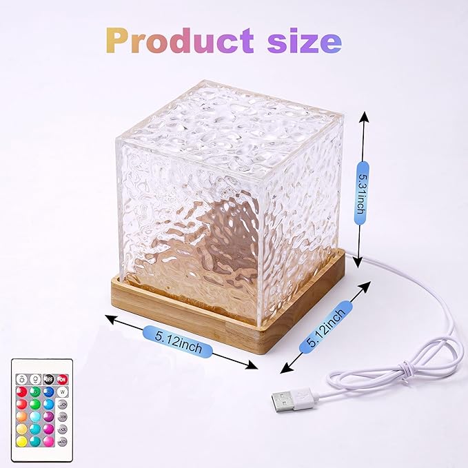 RICHMYC Ocean Wave Projector Light, 16 Colors Gradual Rotating Water Lamp with Remote Control, Beach Decor Sea Themed Northern Lights Projector for Office Bedroom Bar Restaurant(Plug in 5.3in)