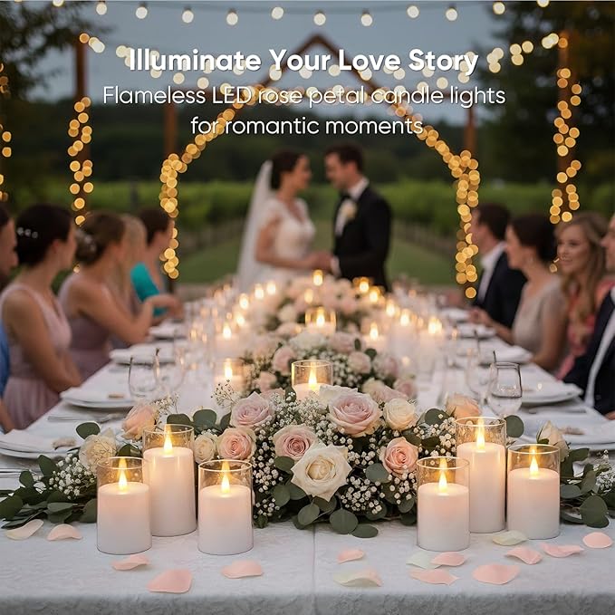 Amagic 3"×4" 5" 6" 6" 6" White Flameless Candles with Remote and Timer, Realistic Flickering Battery Operated Acrylic Led Fake Candles for Home Wedding Party Fall Christmas Decor, Set of 5