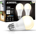 Dusk to Dawn Sensor LED Outdoor Light Bulb, Warm White 3000K, A19 13W(100 Watt Equivalent) Bright Porch Lighting, 1200LM, Auto-On/Off Photocell Sensor for Garage Yard Patio Garden- 2 Pack