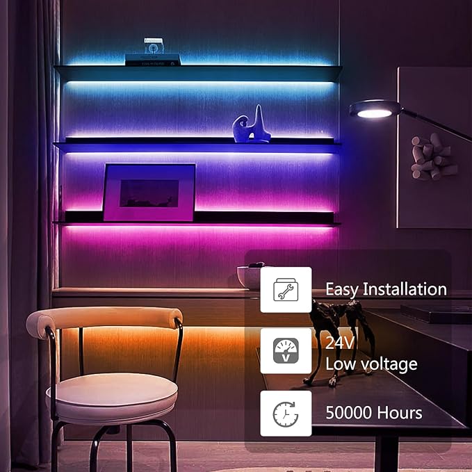 dalattin Smart RGB COB LED IC Strip Lights, 576 LEDs/m Addressable High Density Flexible with Remote & App Control, 16.4ft LED Lights for Living Room, Bedroom, Kitchen Lighting