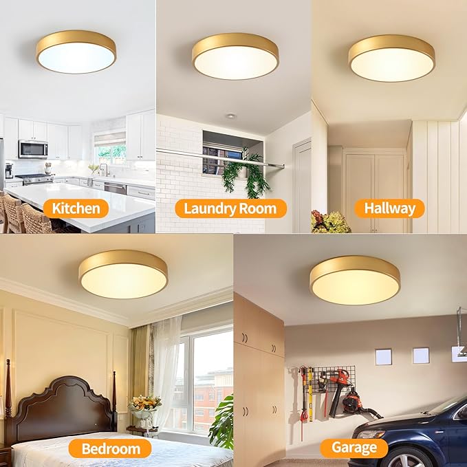 Flush Mount Ceiling Light Gold 12 Inch LED Dimmable Ceiling Light 24W 5CCT(2700K-5000K) Bedroom Lamp Entryway for Bedroom Foyer Kitchen Entryway Closet Hallway