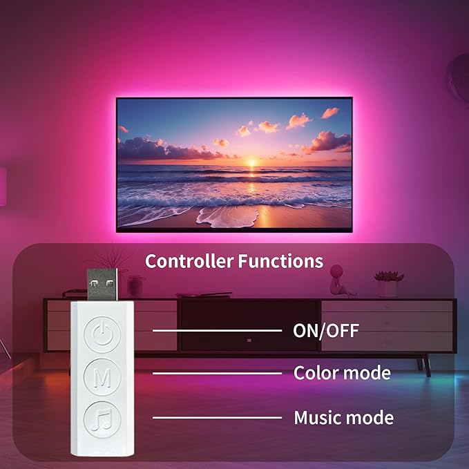 KSIPZE LED Lights for TV, 13ft TV led Backlight for 32-65Inch TVs RGB TV Backlight Behind Music Sync Smart APP & Button Control TV LED Strip Lights USB Powered for Bedroom/Gaming