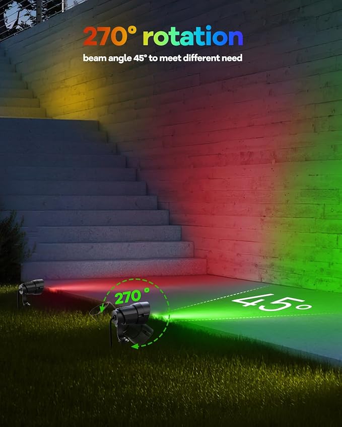 HIBOITEC RGBW Low Voltage Landscape Lighting 12W with Remote Connectors Spotlights Landscape Lights Kit 12-24V AC/DC Waterproof for House Yard Trees Outdoor Christmas 1Pack(Transformers NOT Included)