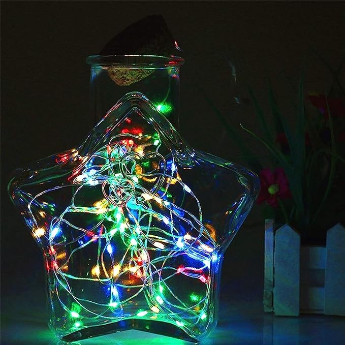 Twinkle Star 33FT 100 LED Silver Wire String Lights Fairy String Lights Battery Operated LED String Lights for Christmas Wedding Party Home Holiday Decoration, Multicolor 2 Pack