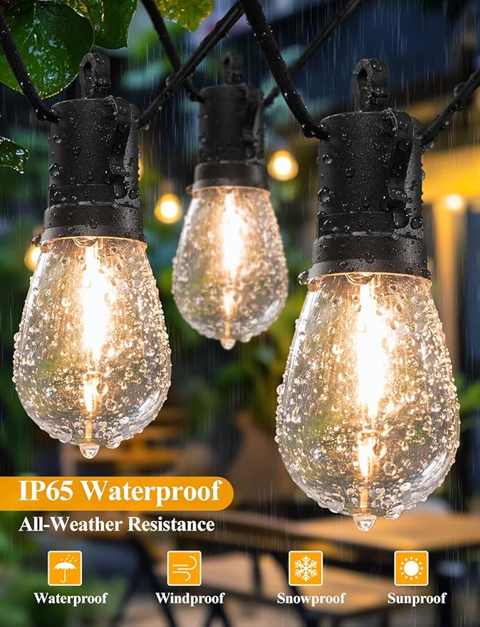 Brightever LED Outdoor String Lights, 75FT Patio Lights with 26 S14 Shatterproof LED Bulbs, Commercial Grade Waterproof String Lights for Outside, 2700K Dimmable Outdoor Lighting for Patio, Camping