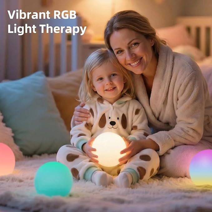 BLUEYE 6Inch LED Ball Night Light,200Lumens,16RGB Therapy,Remote Control Table Lamp,Rechargeable Orb Globe Sphere Ambient Lighting for Relax,IP68