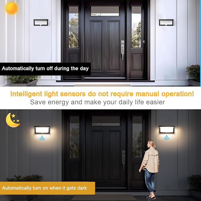 18W Motion Sensor Outdoor Lights Wired, IP65 Aluminum LED Outdoor Motion Sensor Light Indoor,Motion Lights for Outside Dusk to Dawn Outside Lighting Fixtures 110V