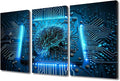TUMOVO Artificial Intelligence Decor AI Pictures Print 3 Panel Computer Processor Canvas Wall Art Technology Artwork Modern Wall Decoration for Living Room Ready to Hang, 36" Wx24 H