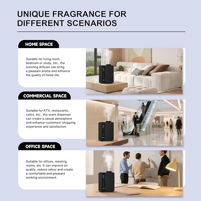 Diffusers for Home - Waterless Essential Oil Diffuser Smart LCD Touch & APP Control 2000 Sq.Ft, Home Diffuser 200ML Oil Level Monitoring for Large Room, Hotel, Office, Luxurious Metal