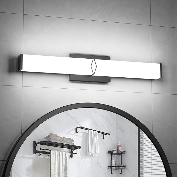 Modern Bathroom Light Fixtures, 24inch Dimmable LED Bathroom Vanity Lights Over Mirror, 25W 2700LM 5CCT Black Vanity Lighting Fixtures for Mirror,ETL Certified