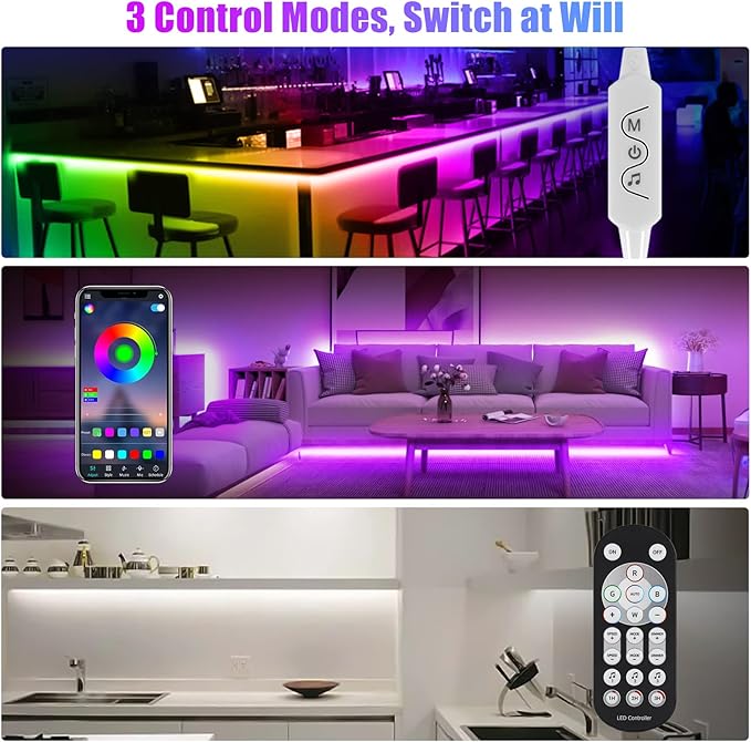 6Pcs Under Cabinet Lights Kit,Music Sync Color Changing LED Lights with RF Remote and APP,Dimmable Flexible Cabinet Lights,5V USB Under Cabinet LED Lighting for Counter Shelf Bookcase TV Back-6x1.64ft