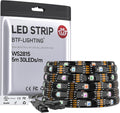 BTF-LIGHTING WS2815 (Upgraded WS2812B) LED Strip Light,UL Listed,16.4FT 150 LED/Pixels,Flexible Chasing RGB,Dual Signal Individually Addressable,5050SMD,3M Tape,DC12V IP65(No Adapter or Controller)