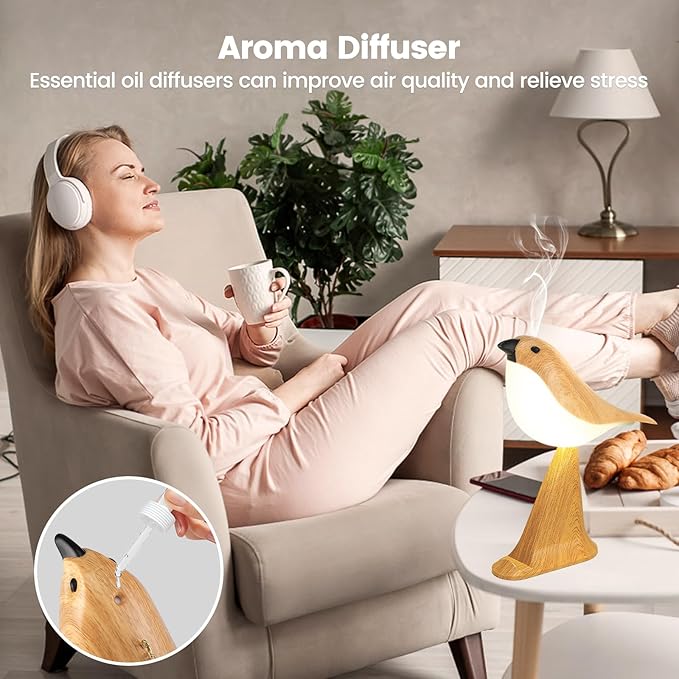 Cute Bird Table Lamp with Timer, Touch Bedside Lamp, Brid Night Light, Cordless Small Desk Lamps Battery Operated Nightstand Lamps, 3-Way Dimmable Light, Rechargeable Decorative Desk Lamp