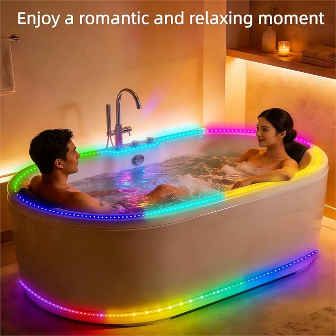 12V RGB+IC Dream Color Chasing Aquarium LED Strip Lights, 10.5FT APP & Remote Control IP68 Fully Waterproof Fish Tank Led Strip Light for RV, Marine, Deck Patio, Pool, Pond, Balcony