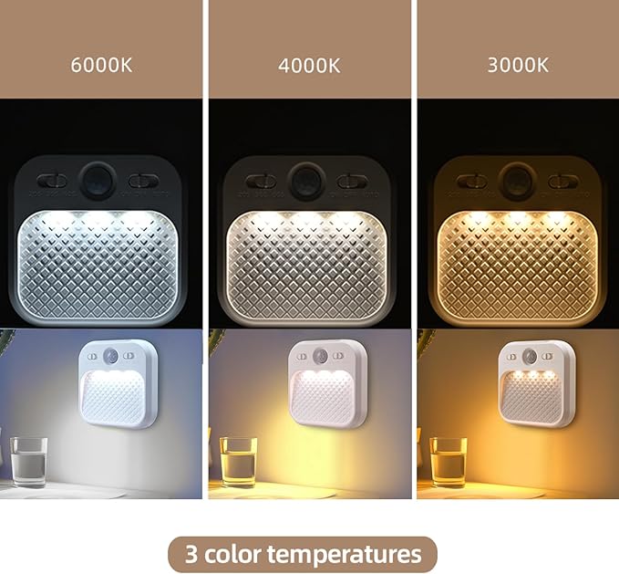 Motion Sensor Night Light 6 Pack, Rechargeable Magnetic Night Light with 3 Color Temperatures & Stepless Dimming, Timer Function, Soft Downward Anti-Glare Light for Hallway Stairs Closet Bedroom RV
