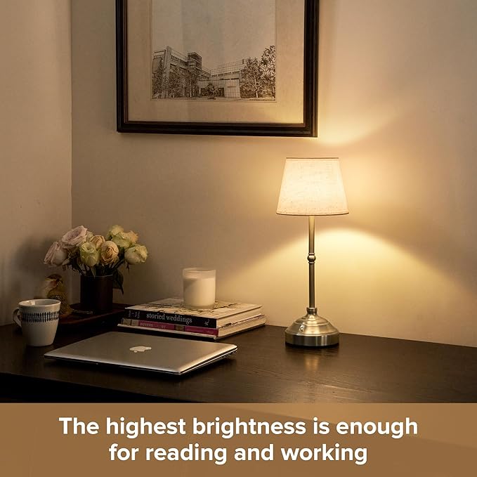 Cordless Table Lamp, Rechargeable Desk Lamp with Fabric Shade, Battery Operated Lamp 3 Color Stepless Dimming, Portable Touch Bedside Lamp Home Decor for Dining, Counter (Brushed Sliver)