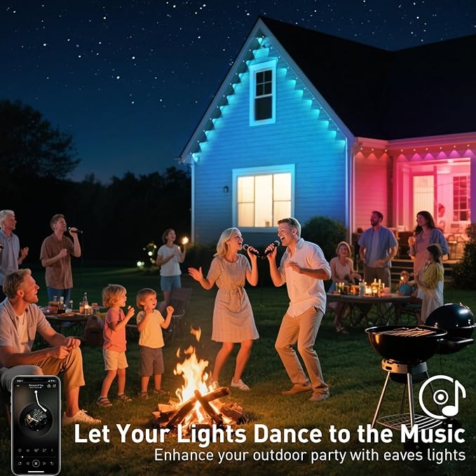 100FT Permanent Outdoor Lights, Smart RGB Eaves Lights with App/Remote Control, LED IP67 Waterproof Outdoor Lighting for Halloween Christmas Holidays Daily Party House Roof Lighting (100FT)