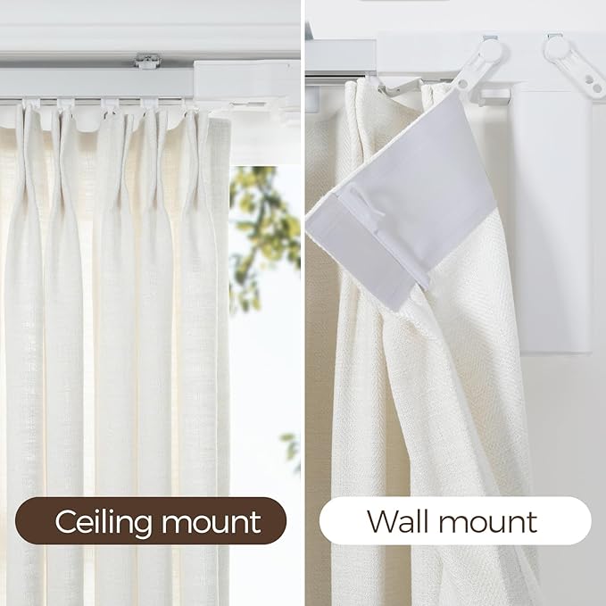 TWOPAGES Electric Smart Curtain Track for Ceiling Mount and Wall Mount, 122 Inches Motorized Curtains Rail System Compatible with Google, Alexa App, Remote Control