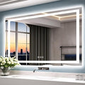 55"x40" Bathroom Mirror with LED Lights, Front and Backlit Mirror, Anti-Fog LED Vanity Mirror, 3 Colors and Dimmable Mirror, Waterproof, Corrosion Proof (Horizontal/Vertical)