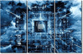 Black and White Wall Art CPU Concept Posters Prints Artwork Computer Chip Canvas Art Contemporary Rustic Wall Decor Stretched Canvas Picture for Living Room Bedroom Ready to Hang(28" Wx42 H)