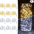12 Pack Fairy Lights Battery Operated 7ft 20 LED Mini String Lights Twinkle Lights Silver Wire Firefly Starry Lights for Mason Jars Wedding Party Christmas Centerpiece Decor, Warm White & Cool Whtie