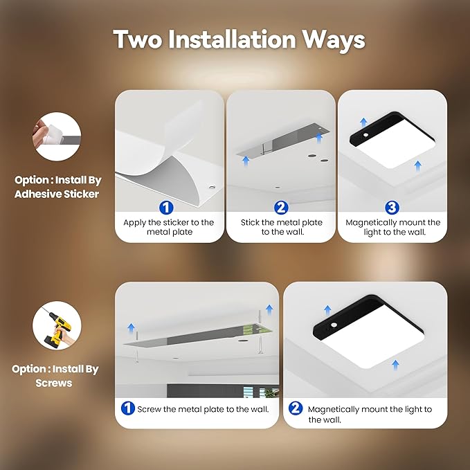 KINDEEP Rechargeable Motion Sensor Ceiling Light: Wireless Ceiling Light with Remote, 3 Color Temperatures Battery Operated Closet Light, Shower, Closet, Stairs, Hallway, Pantry, Black Shade, 1 Pack