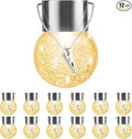 Solar Outdoor Lights Decorative 12 Pack, Hanging Solar Garden Lights Waterproof, Solar Powered Globe Cracked Glass Ball Lantern for Yard Patio Fence Tree Umbrella Holiday Decoration, Warm White