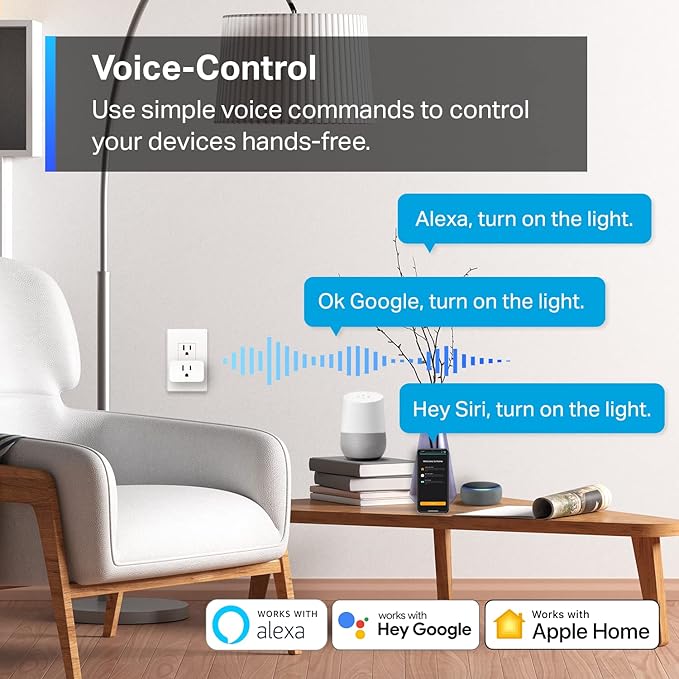 TP-Link Tapo Apple HomeKit Smart Plug Mini, Compact Design, 15A/1800W Max, Super Easy Setup, Works with Siri, Alexa & Google Home, UL Certified, 2.4G Wi-Fi Only, White, Tapo P125(4-Pack)