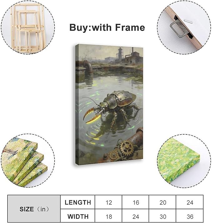 Framed Industrial Fantasy Wall Art for Living Room TV Wall Post Apocalyptic Style Home Decor 12x18inch(30x45cm)