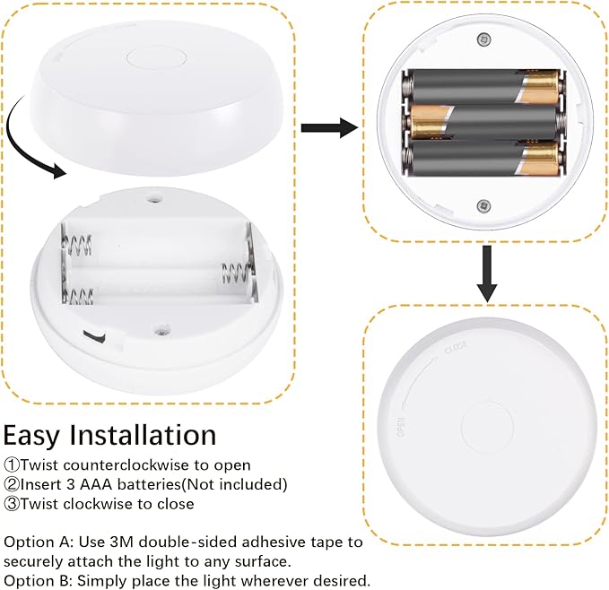10 Pack LED Puck Light with Remote, 3 Color Battery Operated Dimmable Push Tap Light, Portable Under Cabinet Lighting Stick On, for Closet Kitchen