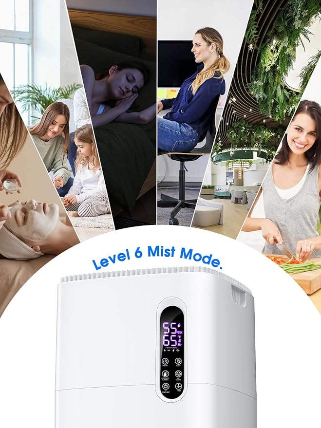 26L/5.7Gal Humidifier Large Room 3000 ft², Supersized Cool Mist, 38H Quiet Humidifiers for Bedroom, 2000mL/h Mist Output, Touch/Remote Control, Humidifiers for Home, Whole House, Plant, White