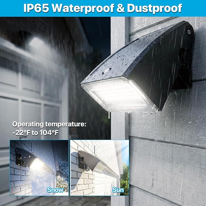 LED Wall Pack Light - 30W/40W/60W Dusk to Dawn Outdoor Lights Not Disturbing Neighbors - 𝟏𝟐𝟎𝐕 5000K IP65 Full Cut Off Down Lights with Photocell for House Yard Barn Garage Porch Warehouse - 2Pack