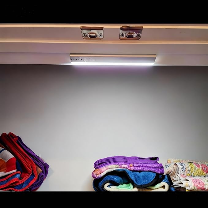 Under Cabinet Lighting Wireless 45 Side Emitting, Motion Sensor Light Indoor Adjustable Brightness, Closet Light 3 Color Temperatures, Rechargeable Lights for Home Counter Kitchen Pantry