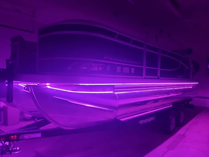 Green Blob Outdoors Pimp My Pontoon Boat Lighting Kit Strips 38ft Neon Style Multi-Color Under Deck Professional Grade with Remote16-22ft Toons IP68 Waterproof (2 Each Multi-Color, 19ft Strips)