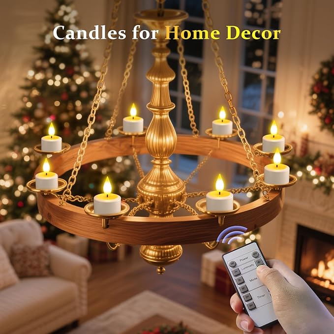 SoulBay Rechargeable Tea Lights Candles, 6pcs Flameless Flicker Candles with Remote Timer & Charging Base, Small Decorative Votive Candle for Lantern Pool Mantle Weddings Home Indoor Christmas
