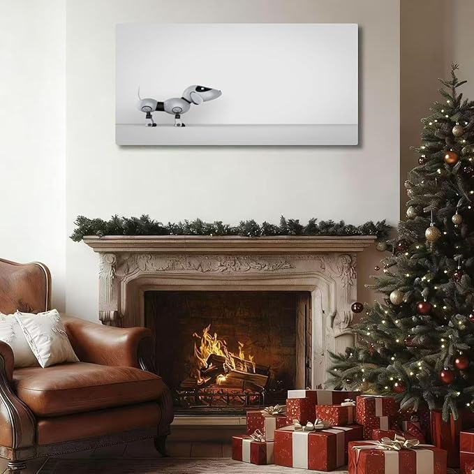 Wibinuki Wall Art Wall Decor Wall Paintings Dog robot empty wall for Living Room Bedroom Bathroom Home Decor Can Be Hung Directly 20"x 40"