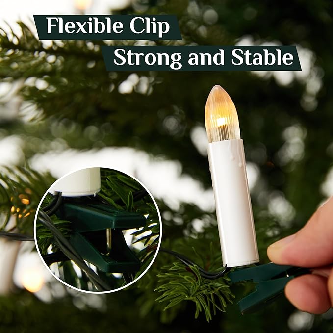 50 Pcs Christmas Flameless Candles Lights, 2025 New Candle Lights with 3 Color & 11 Mode Remote Control, 3D Flickering LED Candle String Lights for Christmas Trees, Fireplaces, Church, Wedding