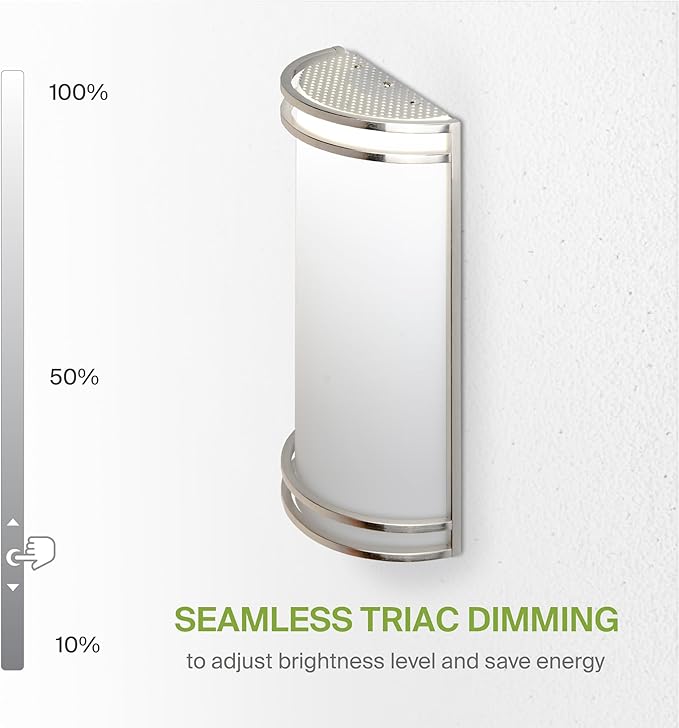 ASD LED Indoor Wall Mount Light Fixture - 14 Inch 20W Modern Interior Nickel Dimmable Wall Sconce Light - ETL 3000K 4000K 5000K Adjustable - Hallway, Bedroom LED Wall Lights, 2 Pack