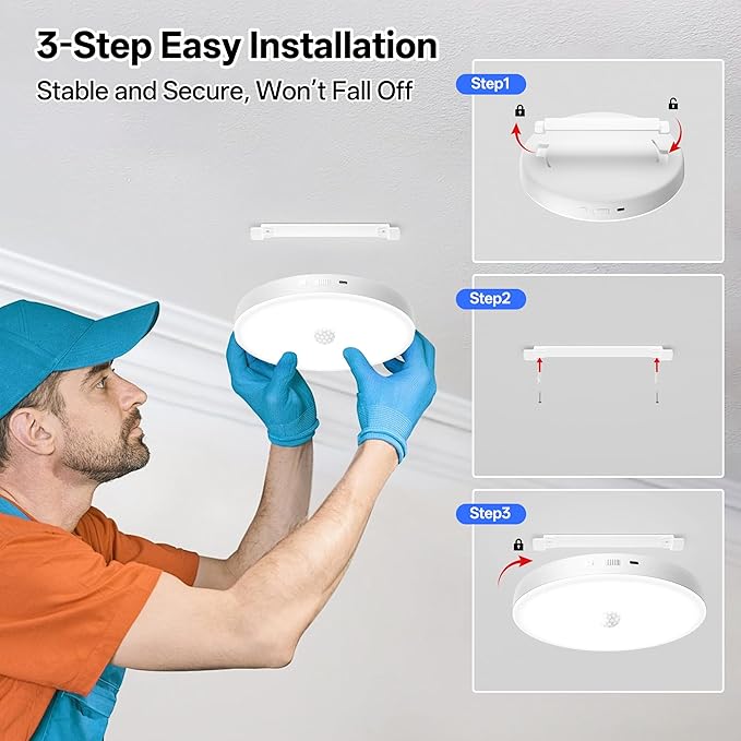 Homelist 2026 New 12000mAh Rechargeable Ceiling Light, Motion Sensor Ceiling Light with Remote, Battery Operated Closet Light for Shower, Garage, Porch, 6500K Cool White, 2 Pack