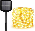 ALENEY Solar String Lights Outdoor, 33 Feet 100 LEDs 8 Modes Solar Fairy Lights for Outside, Waterproof Outdoor Light for Patio Yard Christmas Tree Halloween Wedding Party Decorations, Warm White