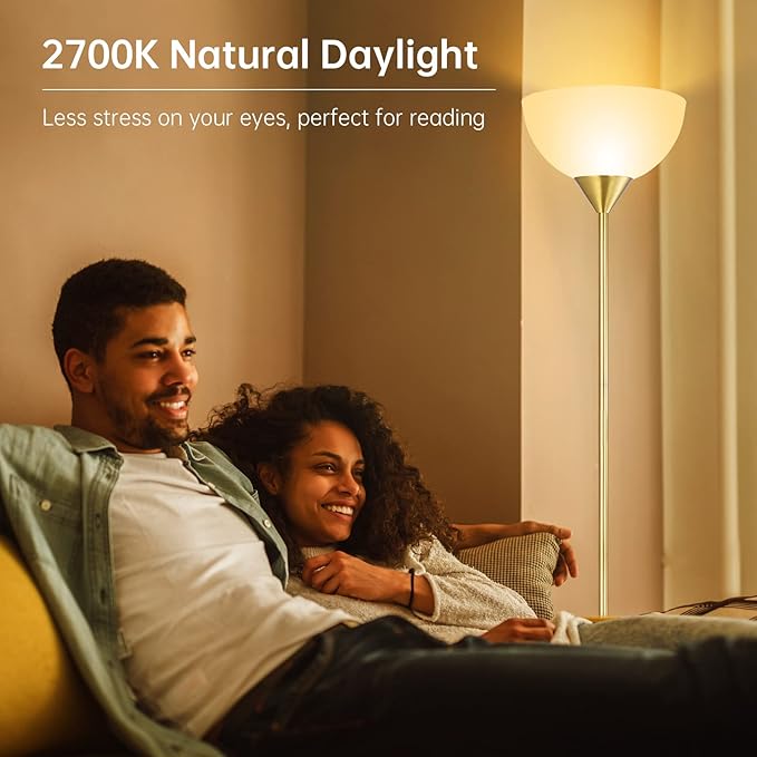 BoostArea Floor Lamp, 12W LED Standing Lamp, 70.1” Tall Lamp, Replacement LED Bulbs, 2700K Warm White, Eye-Caring, Torchiere Floor Lamps for Bedroom, Living Room, Office, Reading