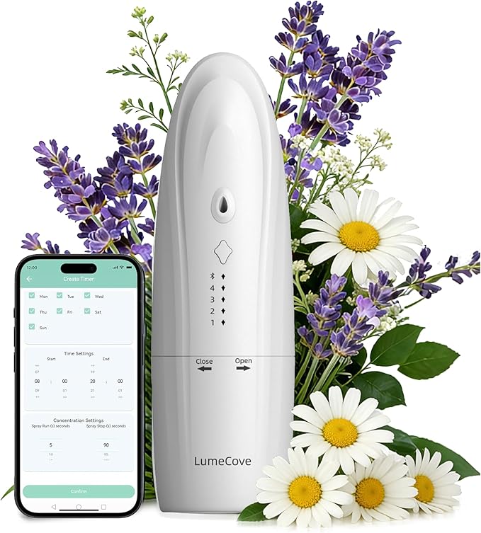 Waterless Diffuser with Bluetooth App for Home Large Room - Plug in Diffusers for Essential Oils Covers 500 Sq.Ft White