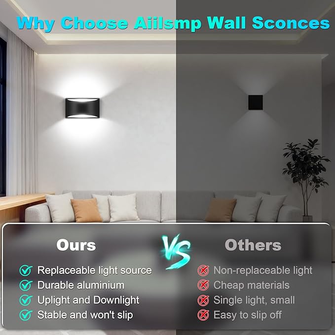 4 Pack Black Modern LED Wall Sconce Hardwired Indoor Wall Lights Up and Down Wall Mount Light for Living Room Bedroom Corridor Hallway Conservatory Cool White 6000K(with G9 Bulbs)