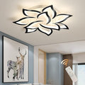 Garwarm Modern LED Ceiling Lights,Dimmable Flush Mount Ceiling Lamp Fixture, Black Petals Flower Shape Ceiling Light Chandelier Lighting for Bedroom Living Dining Room (72W, Black)