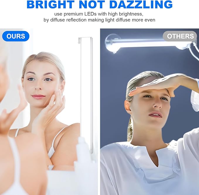 MY BEAUTY LIGHT Angle Adjustable LED Vanity Lights for Mirror, Bright Dimmable and Color Temperature Changeable LED Makeup Lights, Stick-on 24V Plug-in Bathroom Vanity Light Fixture