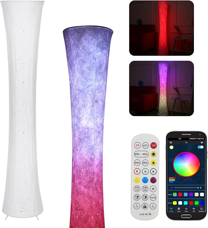 Smart LED Floor Lamp,RGB Color Changing 63" Standing Lamp with Music Sync, Ambient Lighting,APP & Remote & Voice Control, Modern Corner Light for Living Room, Bedroom,Game Room