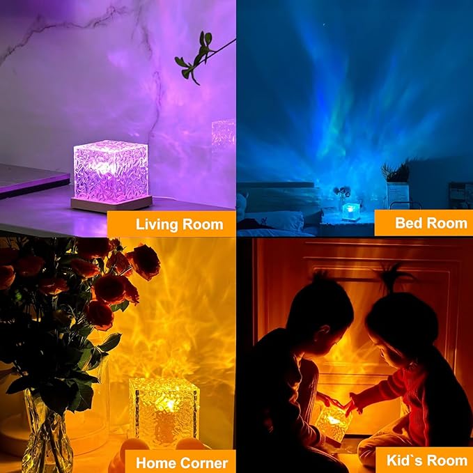 Ocean Wave Projector Light, Mood Lighting Ambient Lighting Luminorthe Cube Northern Lights Projector with 16 Colors and Dynamic Ripple Effect for Living Room Bedroom Decor - 5.1inch