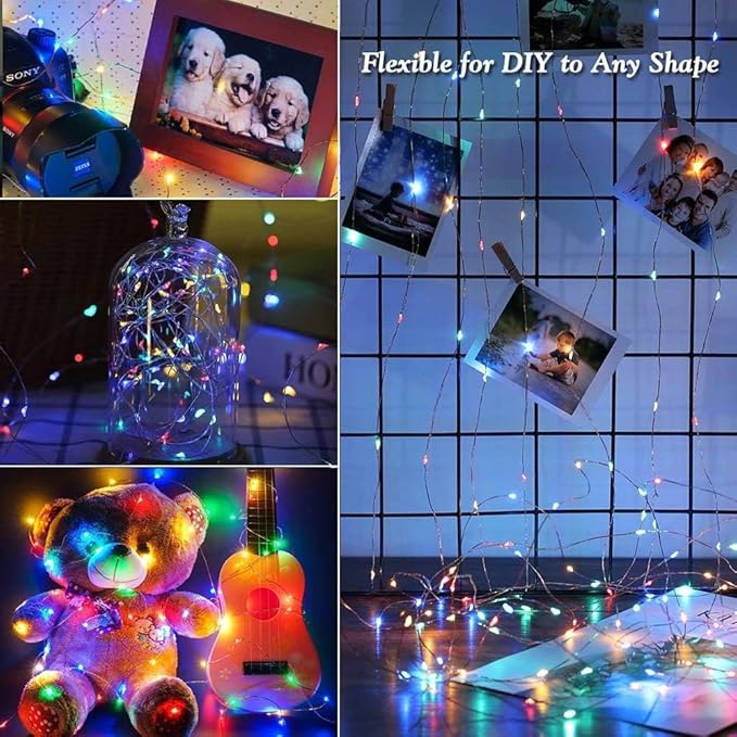 Joomer Fairy String Lights 33FT 100 LEDs Plug in Fairy Lights Indoor Copper Wire String Light DIY for Bedroom, Parties, Wedding, Christmas, Outdoor,Indoor Decoration (Multicolor, Non-Connectable)