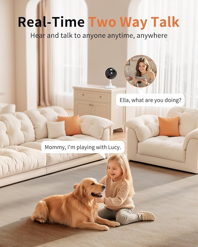 2K Cameras for Home Security, 5G & 2.4G WiFi Security Camera Indoor Outdoor for Baby Pet Dog Cat Nanny, 2-Way Audio, Color Night Vision, Siren, 24/7 Local Recording, IP65, Compatible with Alexa, K07